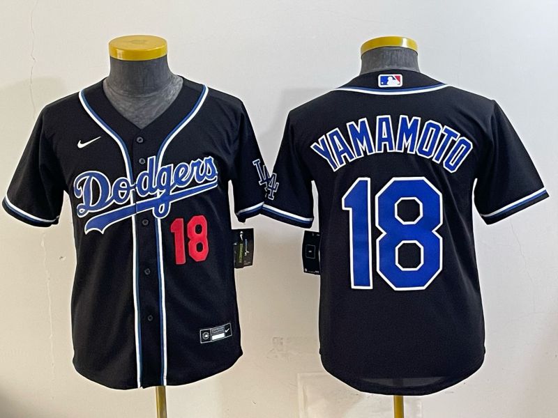 Youth Nike 2026 Los Angeles Dodgers #18 Yamamoto Black Game MLB Jersey 078